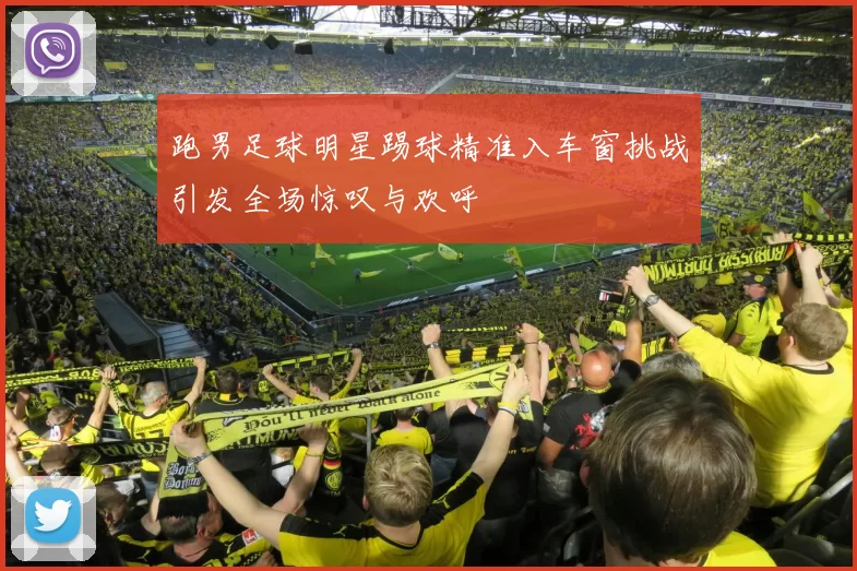 跑男足球明星踢球精准入车窗挑战引发全场惊叹与欢呼